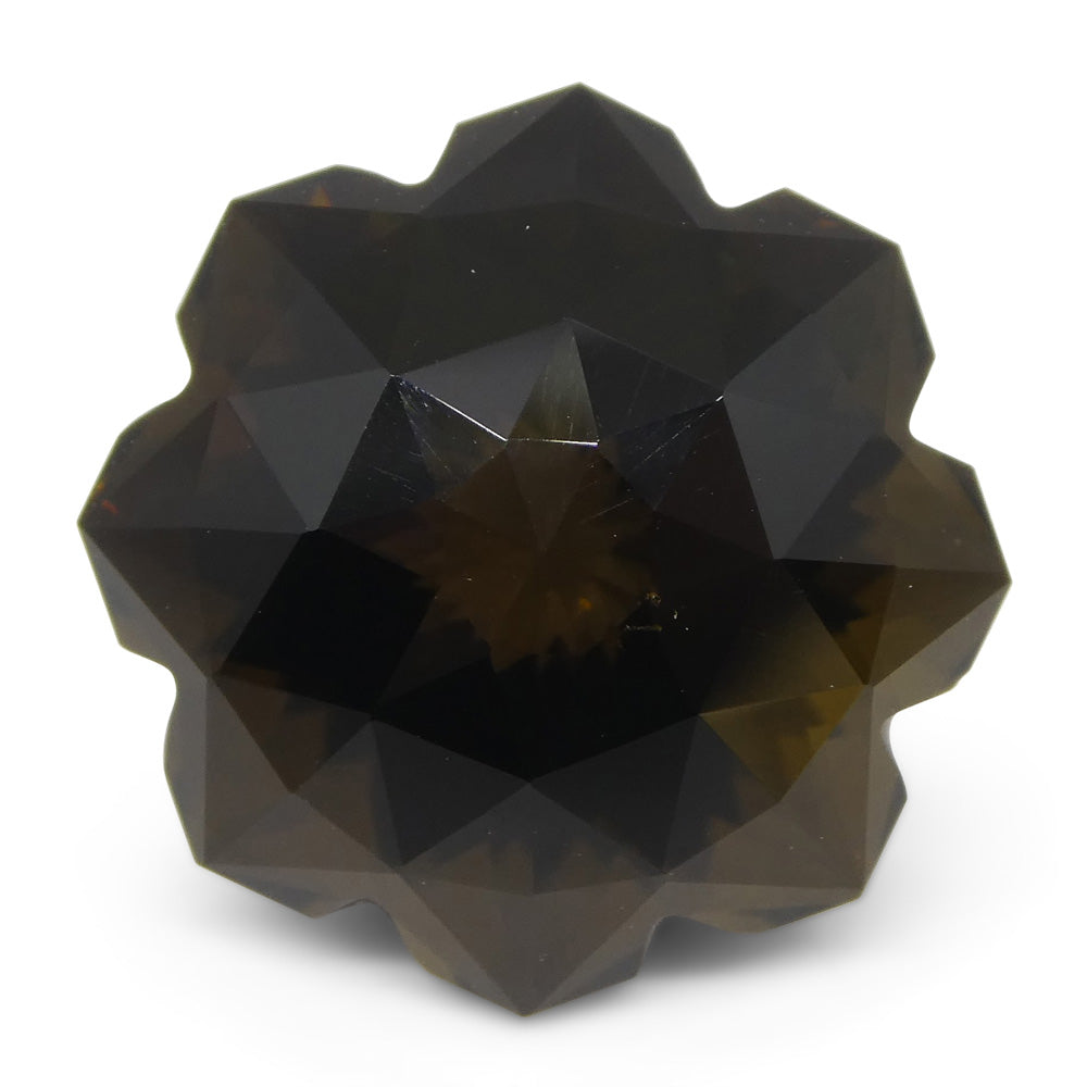 12.56ct Brazilian Smoky Quartz Flower Fantasy Cut, rich brown gem from SkyJems Canadian gemstone collection