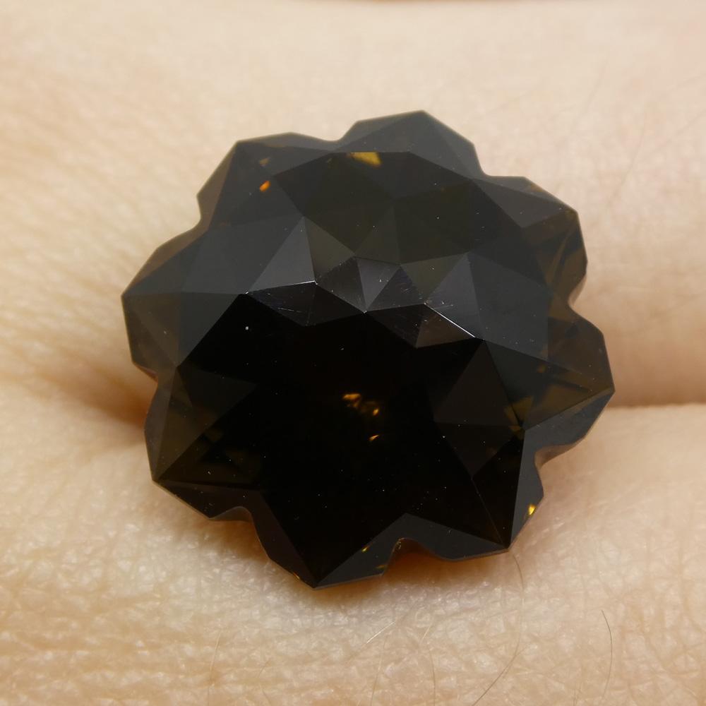 12.56ct Brazilian Smoky Quartz Flower Fantasy Cut, rich brown gem from SkyJems Canadian gemstone collection