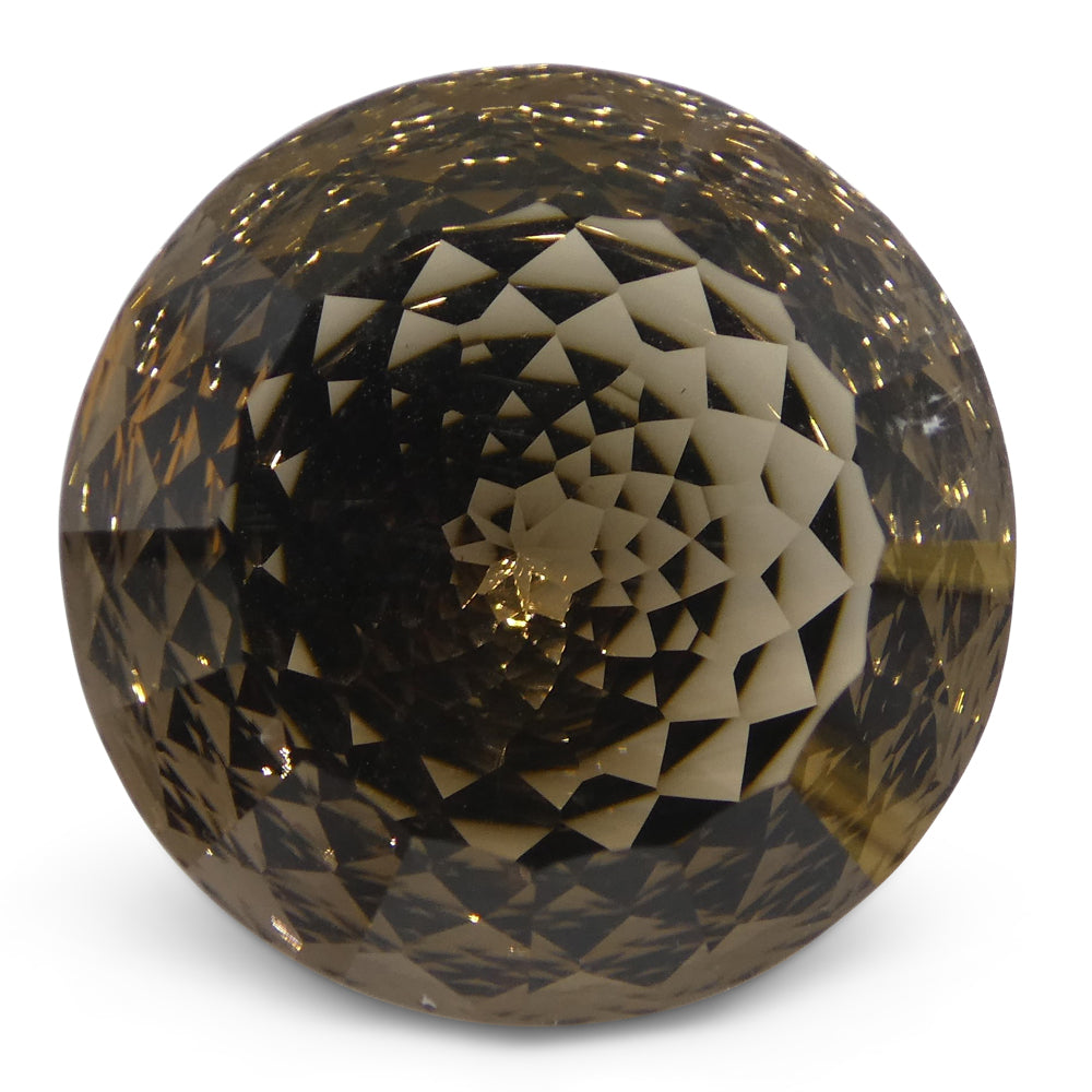 16.60ct Round Brazilian Smoky Quartz Fantasy Cut gemstone from SkyJems, premium brown mixed-cut collector's stone