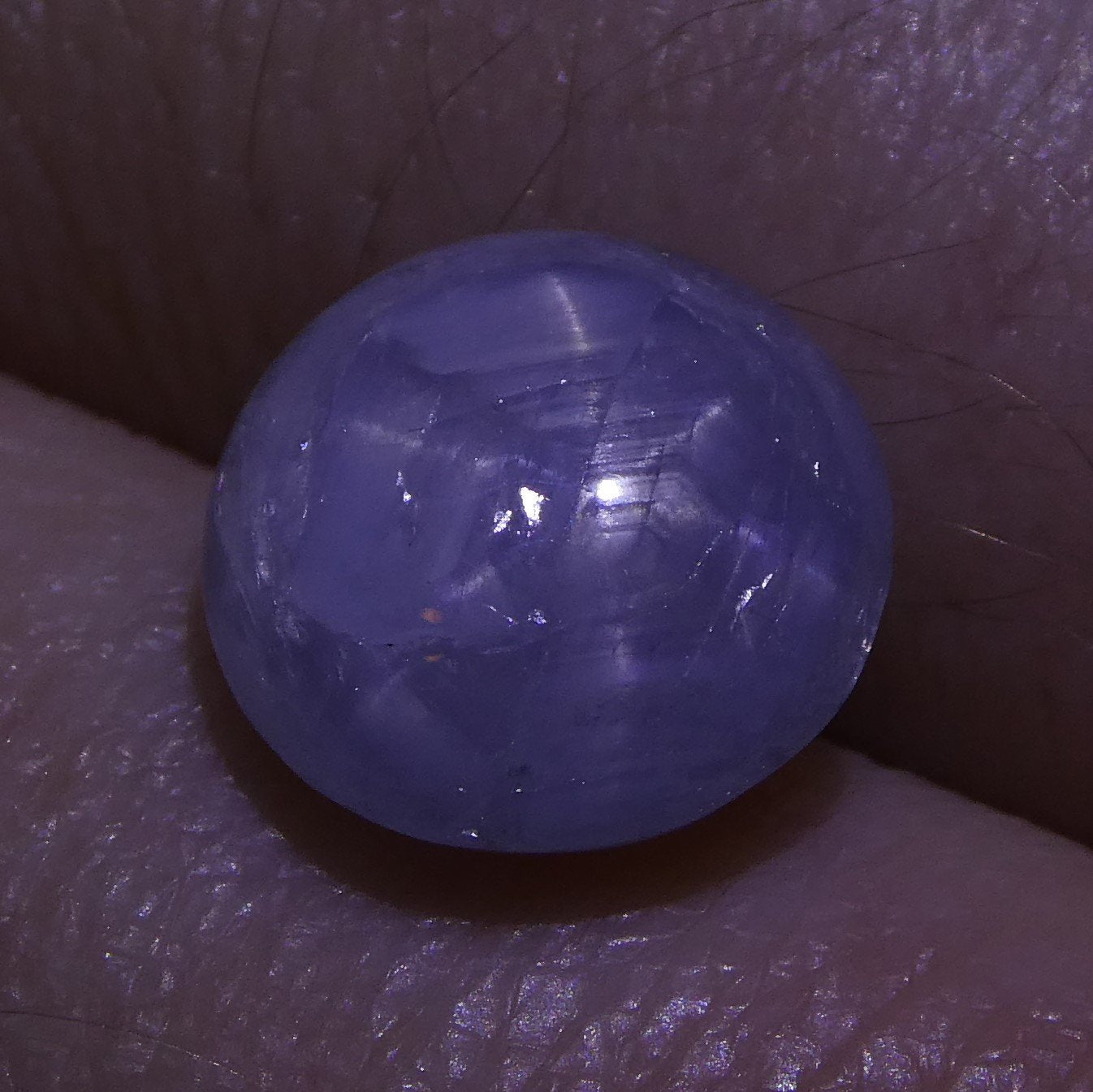 SkyJems 4.48 ct Blue Ceylon Star Sapphire - Rare Unheated Round Cabochon with Asterism Effect from Sri Lanka