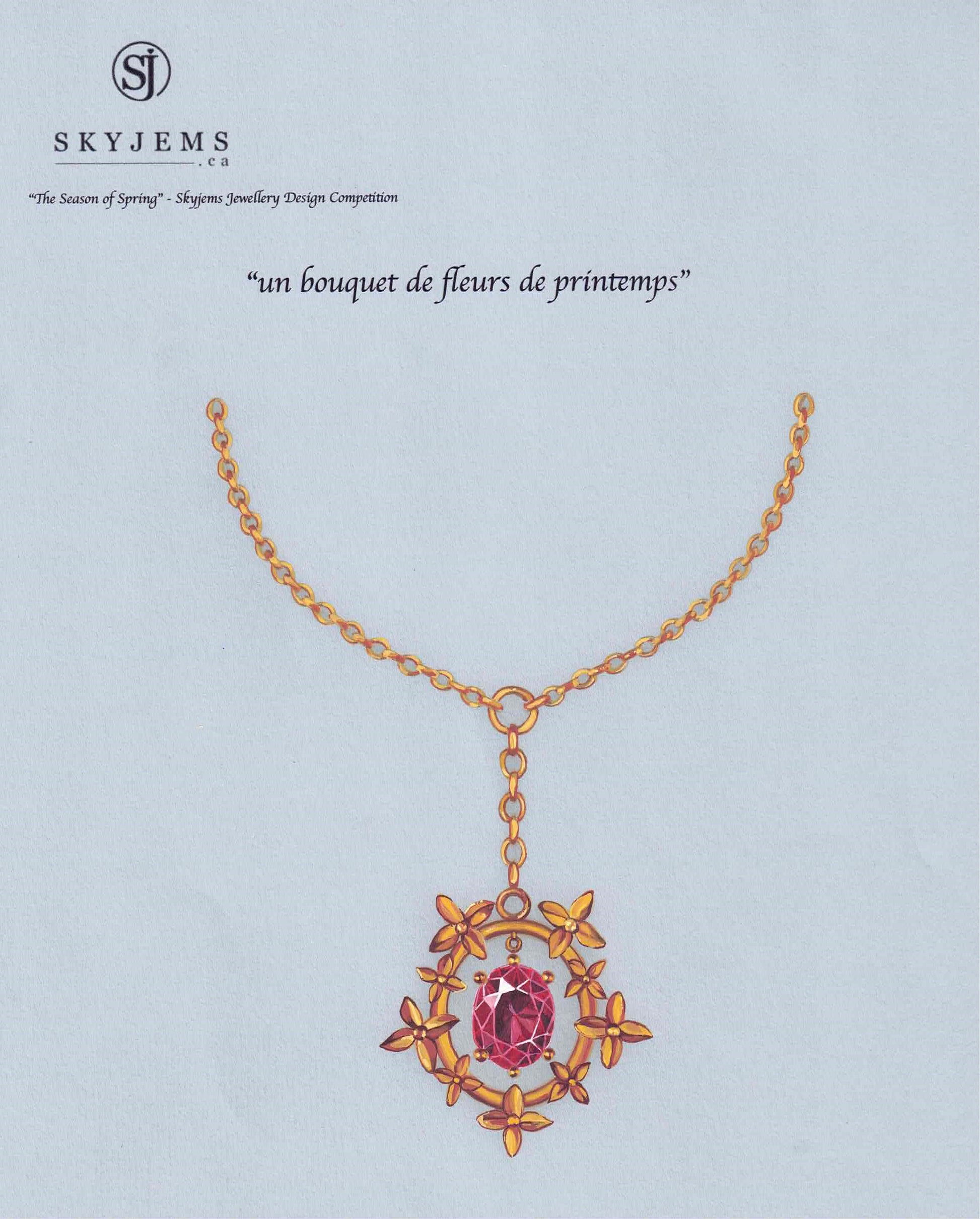 2.91ct Pink Tourmaline, Diamond Pendant set in 14k Yellow Gold, designed by Bella Jang - Skyjems Wholesale Gemstones