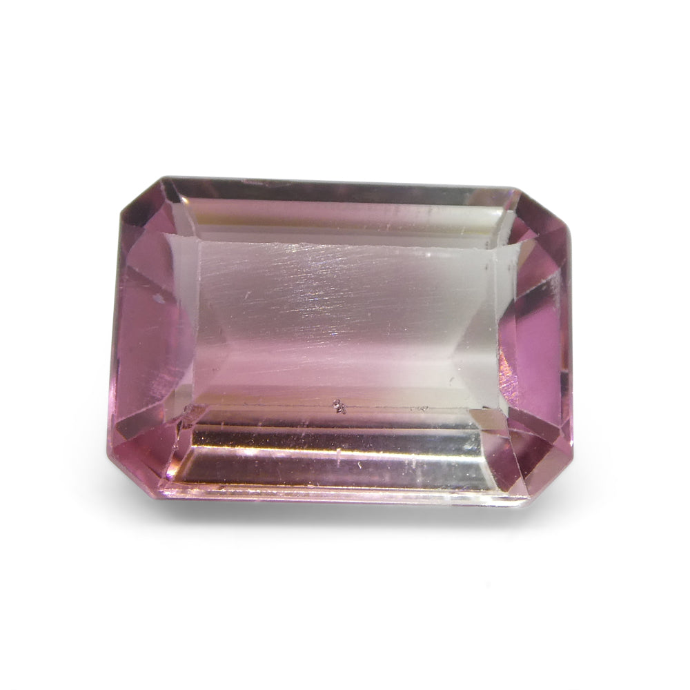 4.51ct Emerald Cut Pink and Green Bi-Colour Tourmaline from Brazil - Skyjems Wholesale Gemstones