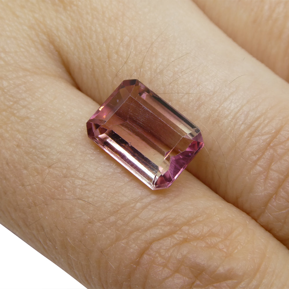 4.51ct Emerald Cut Pink and Green Bi-Colour Tourmaline from Brazil - Skyjems Wholesale Gemstones