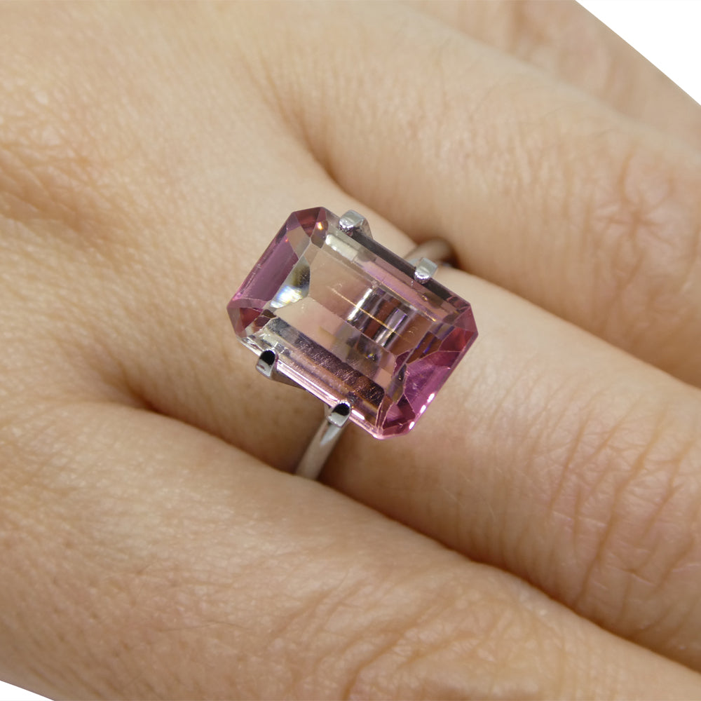4.51ct Emerald Cut Pink and Green Bi-Colour Tourmaline from Brazil - Skyjems Wholesale Gemstones