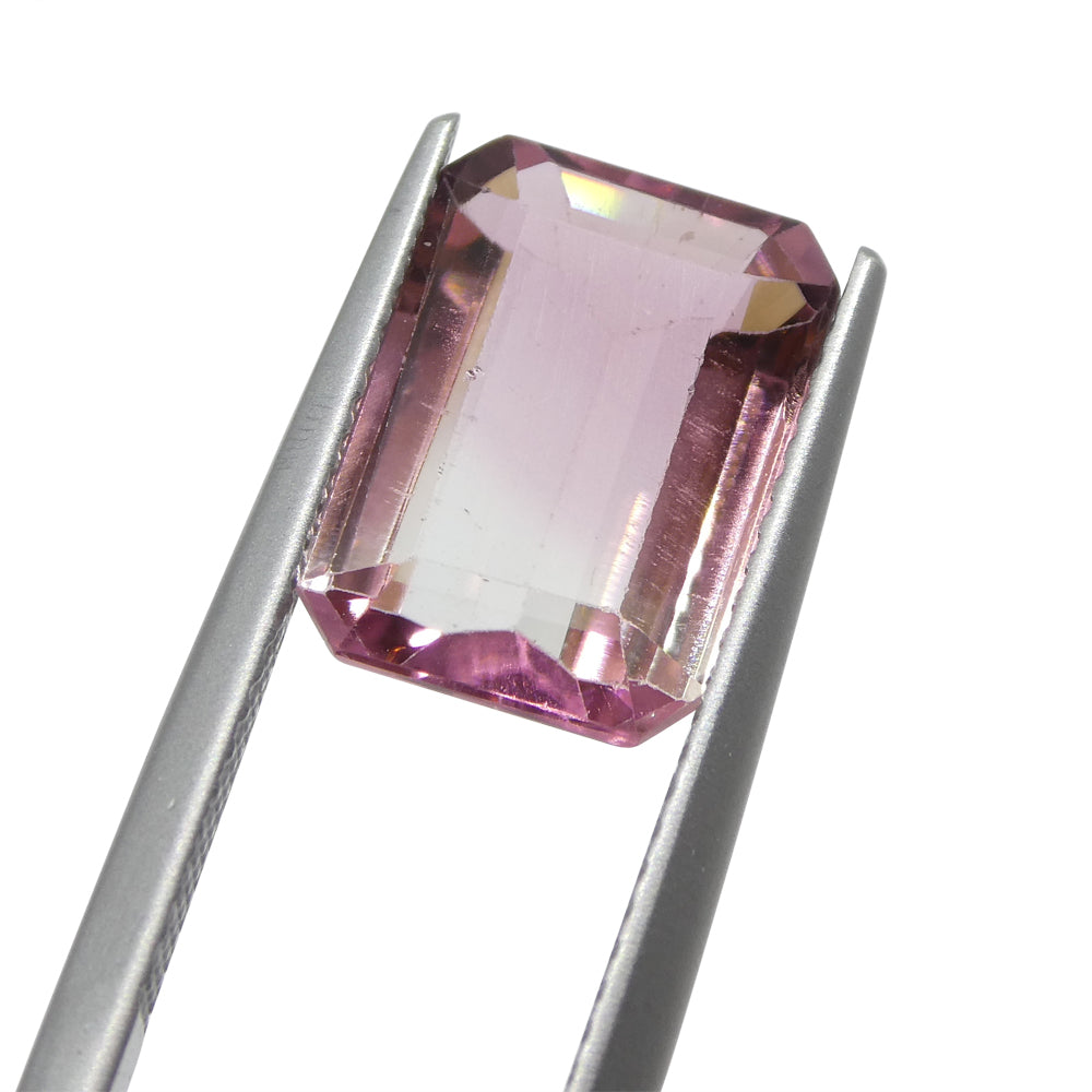 4.51ct Emerald Cut Pink and Green Bi-Colour Tourmaline from Brazil - Skyjems Wholesale Gemstones