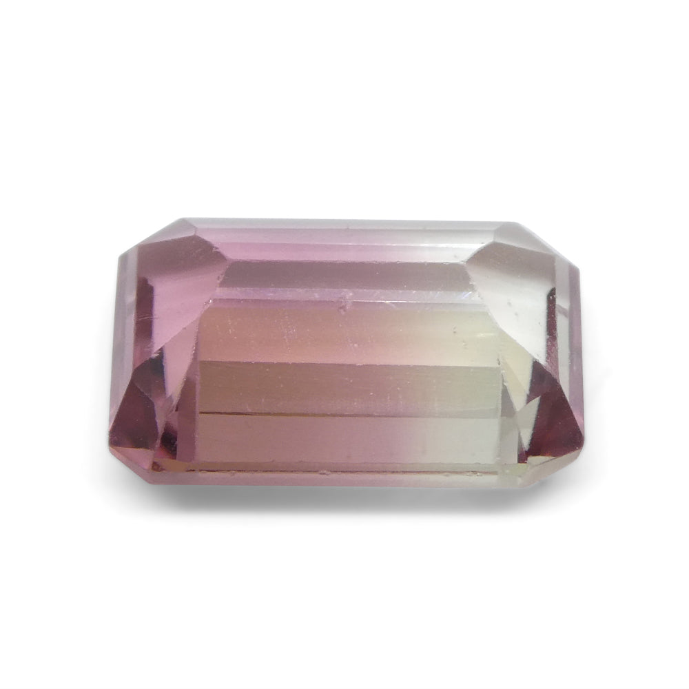 4.51ct Emerald Cut Pink and Green Bi-Colour Tourmaline from Brazil - Skyjems Wholesale Gemstones