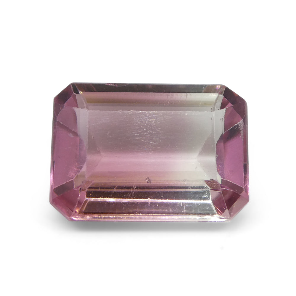 4.51ct Emerald Cut Pink and Green Bi-Colour Tourmaline from Brazil - Skyjems Wholesale Gemstones