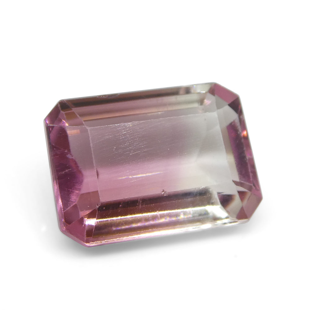 4.51ct Emerald Cut Pink and Green Bi-Colour Tourmaline from Brazil - Skyjems Wholesale Gemstones