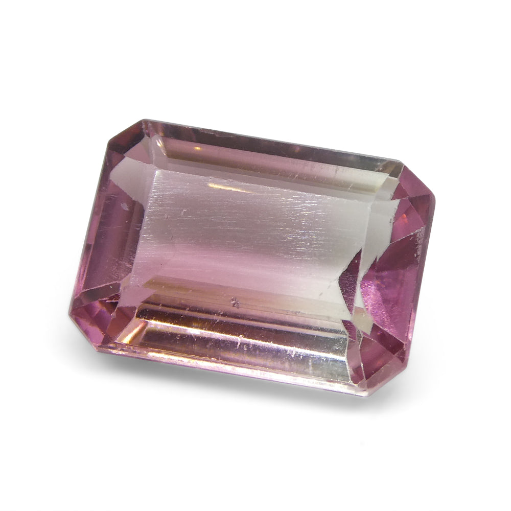 4.51ct Emerald Cut Pink and Green Bi-Colour Tourmaline from Brazil - Skyjems Wholesale Gemstones