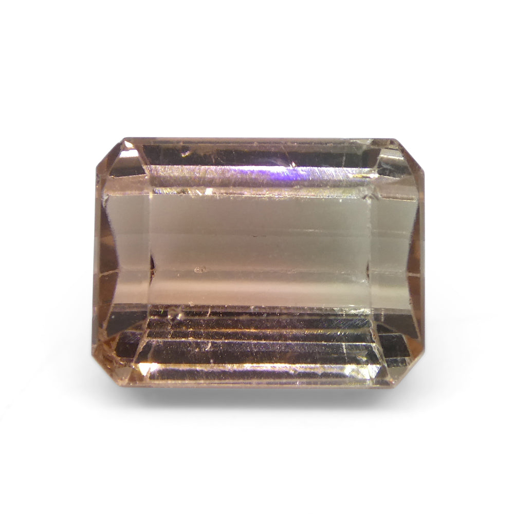 7.47ct Emerald Cut Orangy Pink & Green Bi-Colour Tourmaline from Brazil - Skyjems Wholesale Gemstones