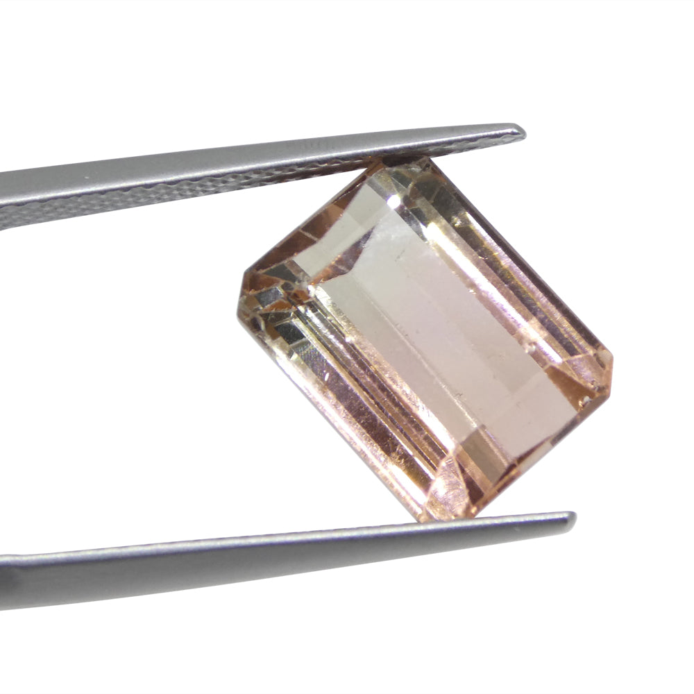 7.47ct Emerald Cut Orangy Pink & Green Bi-Colour Tourmaline from Brazil - Skyjems Wholesale Gemstones