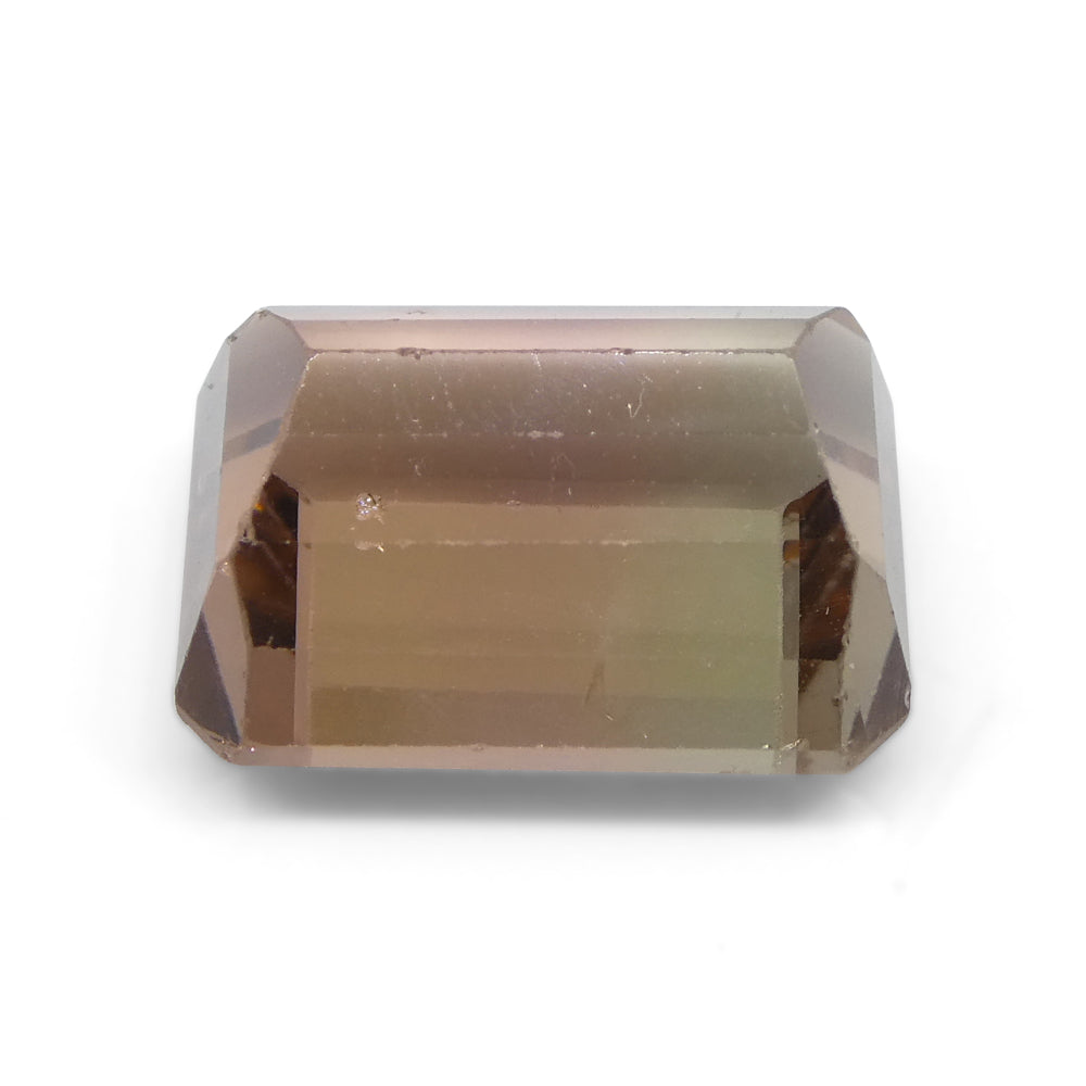 7.47ct Emerald Cut Orangy Pink & Green Bi-Colour Tourmaline from Brazil - Skyjems Wholesale Gemstones