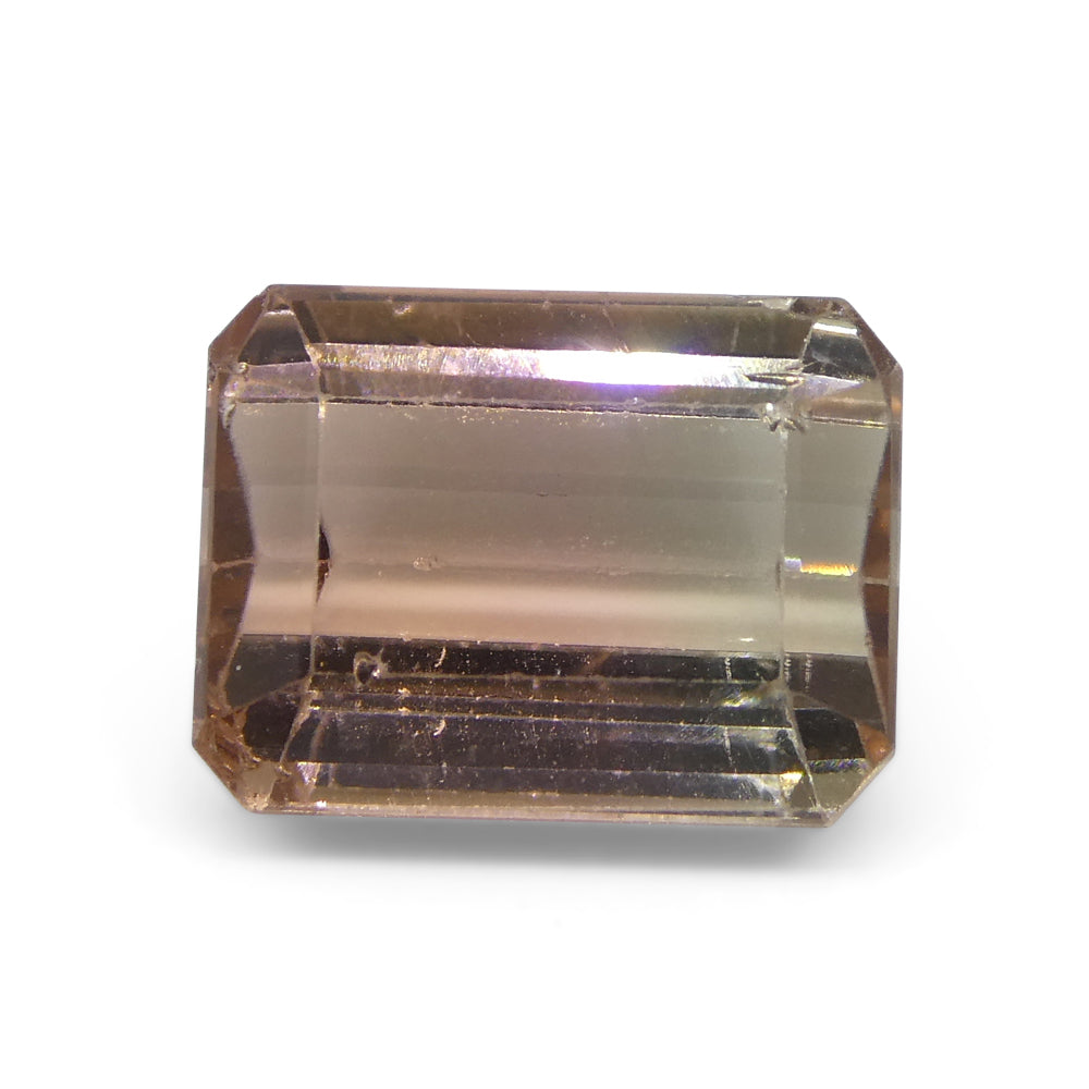 7.47ct Emerald Cut Orangy Pink & Green Bi-Colour Tourmaline from Brazil - Skyjems Wholesale Gemstones