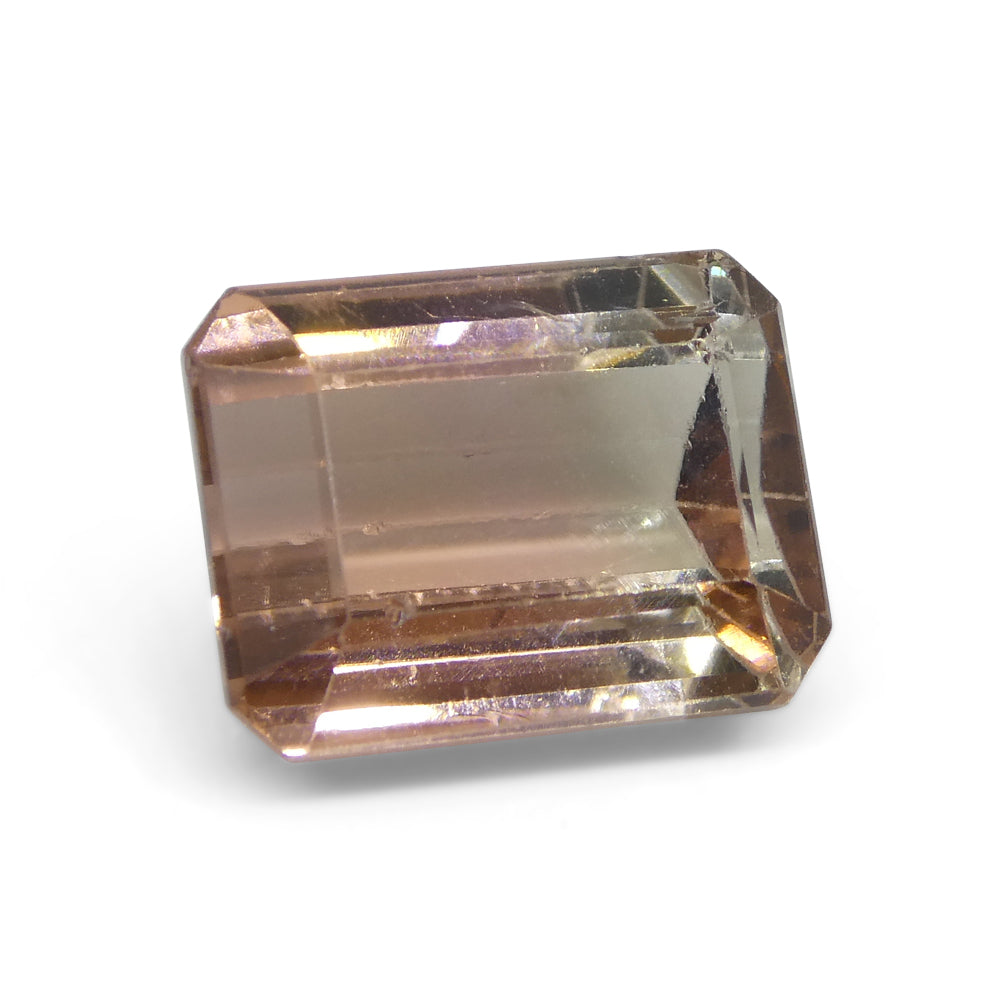 7.47ct Emerald Cut Orangy Pink & Green Bi-Colour Tourmaline from Brazil - Skyjems Wholesale Gemstones