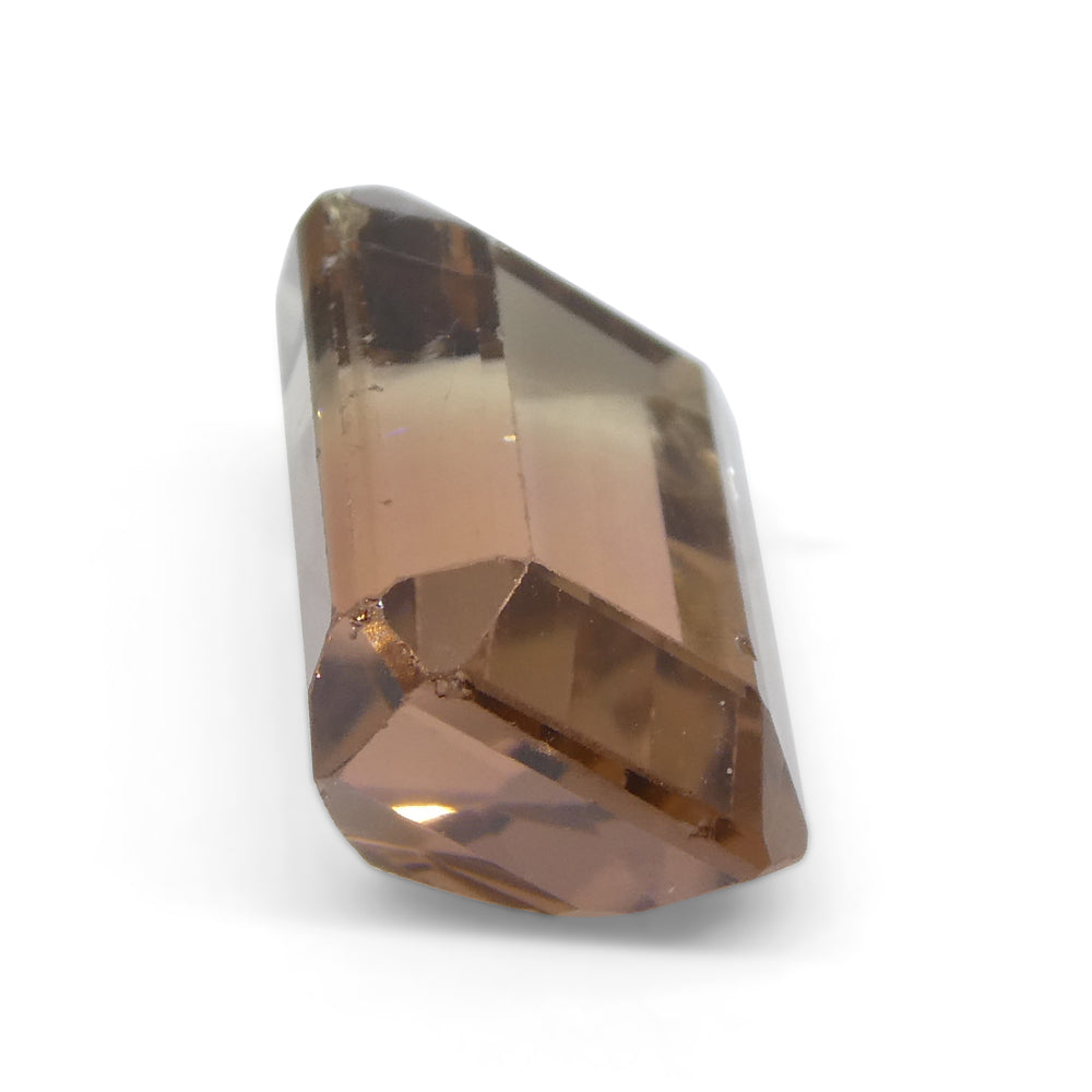 7.47ct Emerald Cut Orangy Pink & Green Bi-Colour Tourmaline from Brazil - Skyjems Wholesale Gemstones