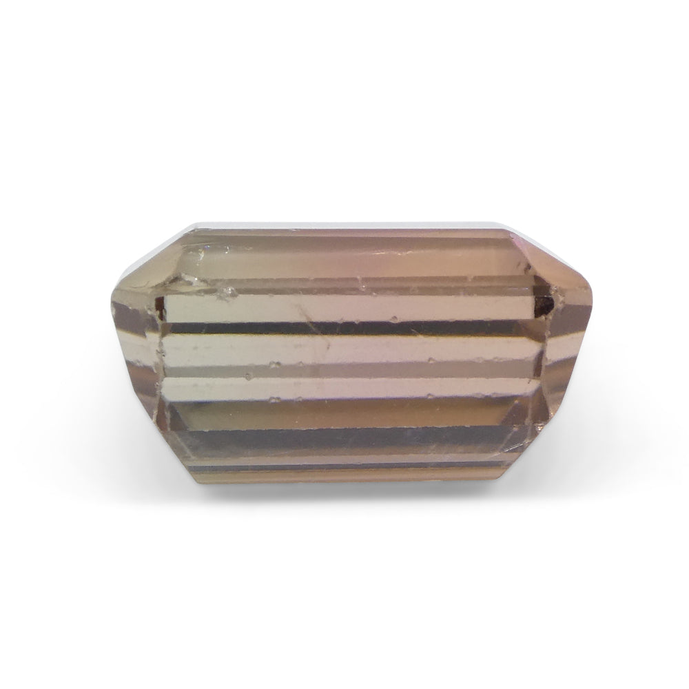 7.47ct Emerald Cut Orangy Pink & Green Bi-Colour Tourmaline from Brazil - Skyjems Wholesale Gemstones