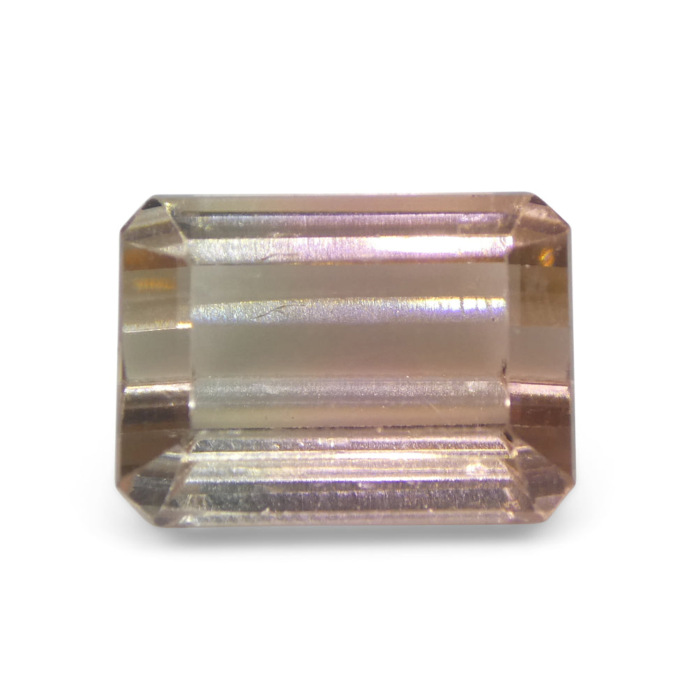 7.34ct Emerald Cut Orangy Pink & Green Bi-Colour Tourmaline from Brazil - Skyjems Wholesale Gemstones