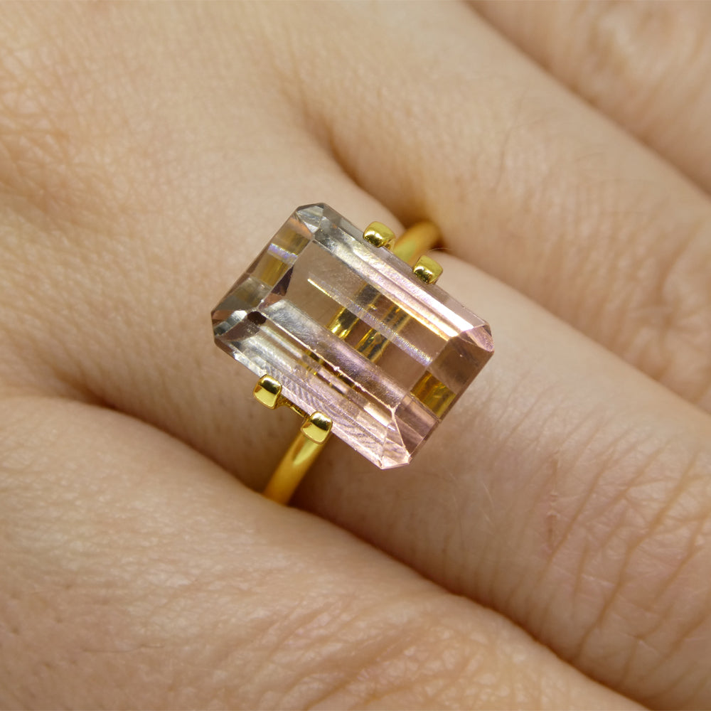 7.34ct Emerald Cut Orangy Pink & Green Bi-Colour Tourmaline from Brazil - Skyjems Wholesale Gemstones