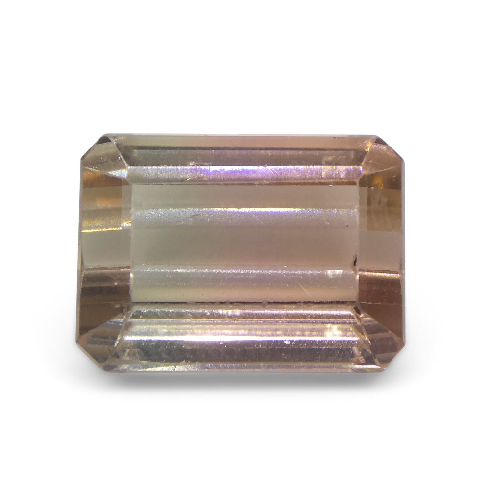 7.34ct Emerald Cut Orangy Pink & Green Bi-Colour Tourmaline from Brazil - Skyjems Wholesale Gemstones