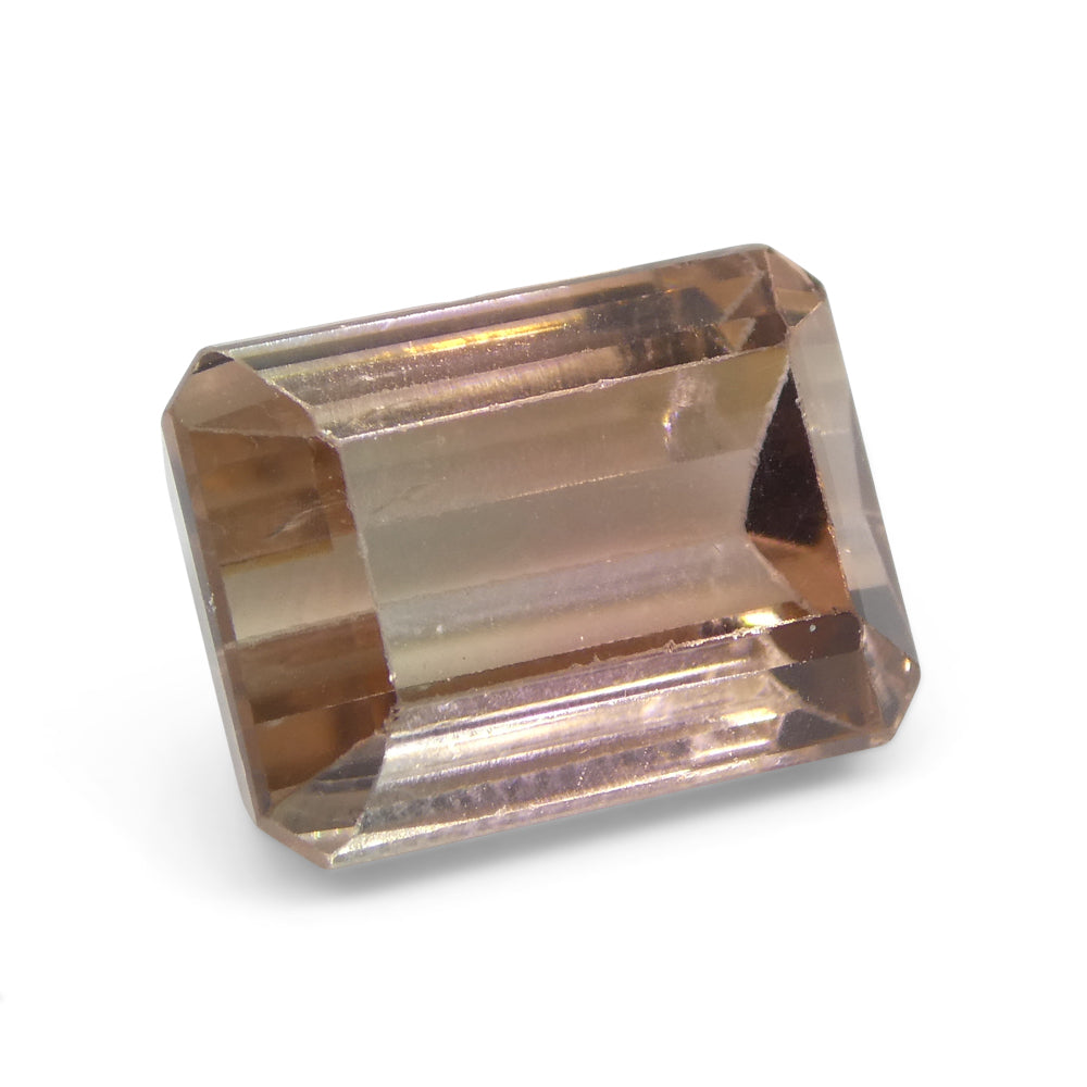 7.34ct Emerald Cut Orangy Pink & Green Bi-Colour Tourmaline from Brazil - Skyjems Wholesale Gemstones