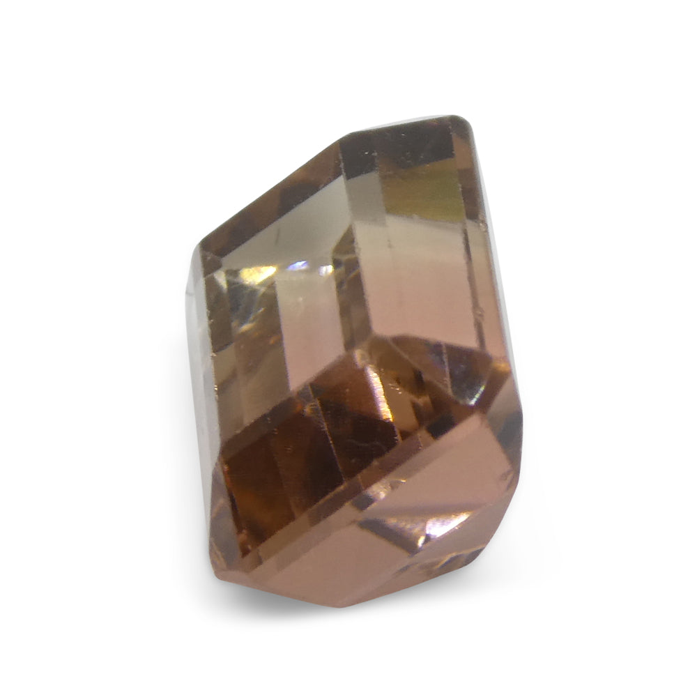 7.34ct Emerald Cut Orangy Pink & Green Bi-Colour Tourmaline from Brazil - Skyjems Wholesale Gemstones