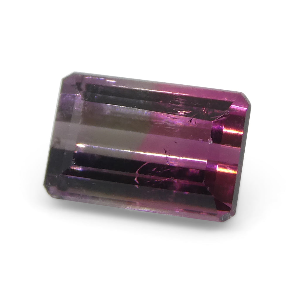 1.07ct Emerald Cut Pink & Purple Bi-Colour Tourmaline from Brazil - Skyjems Wholesale Gemstones