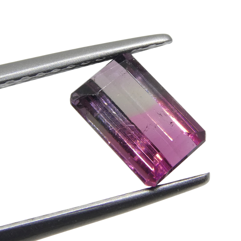 1.07ct Emerald Cut Pink & Purple Bi-Colour Tourmaline from Brazil - Skyjems Wholesale Gemstones