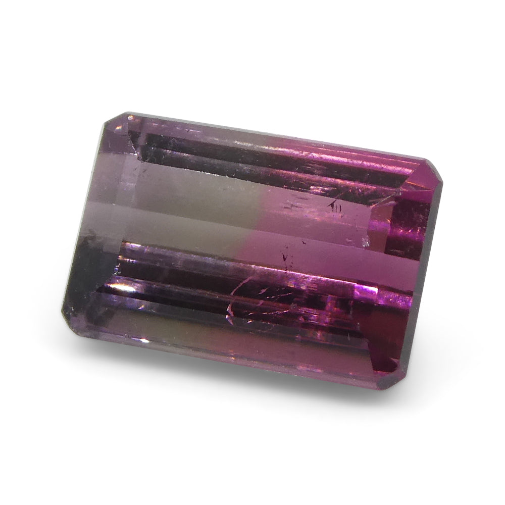 1.07ct Emerald Cut Pink & Purple Bi-Colour Tourmaline from Brazil - Skyjems Wholesale Gemstones