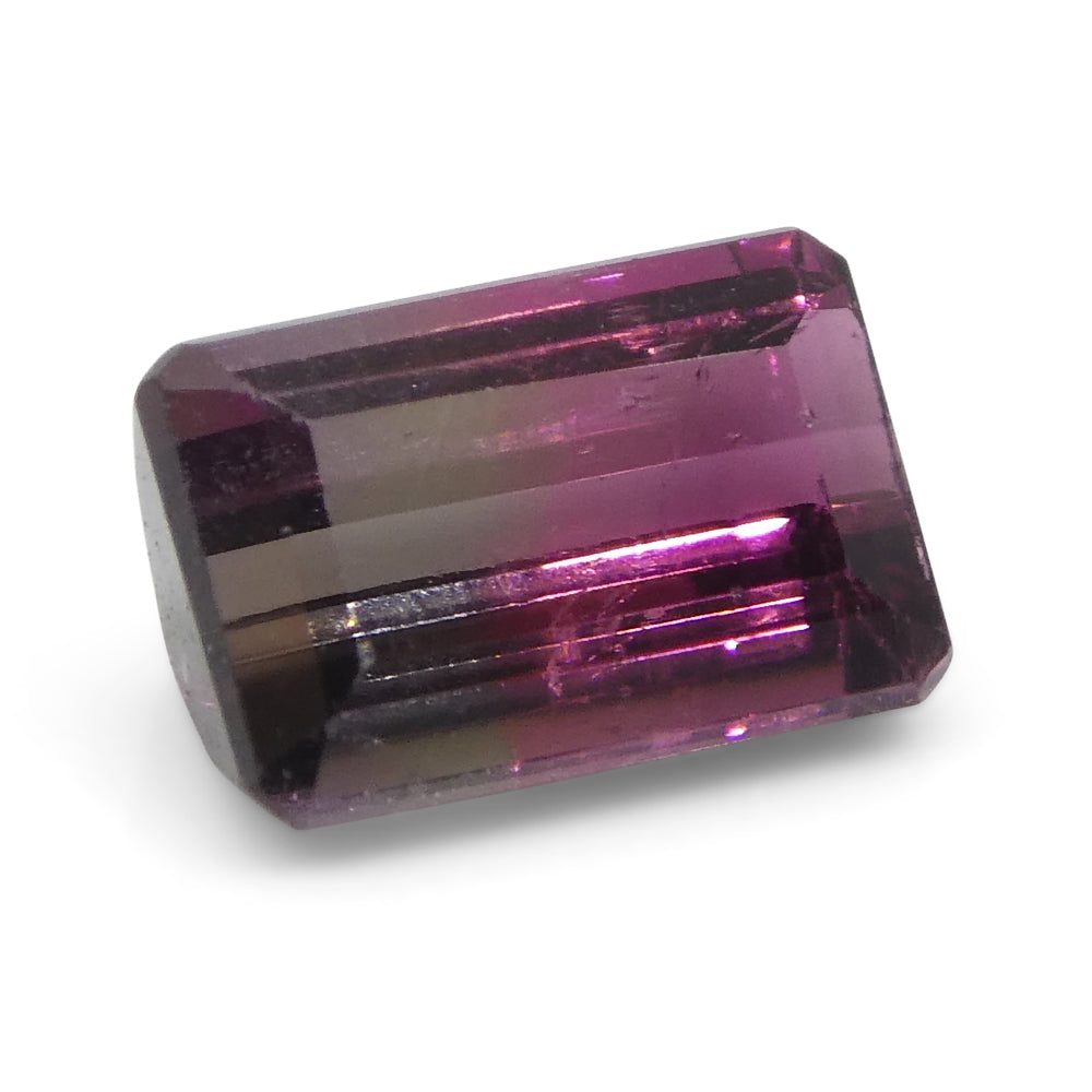 1.07ct Emerald Cut Pink & Purple Bi-Colour Tourmaline from Brazil - Skyjems Wholesale Gemstones