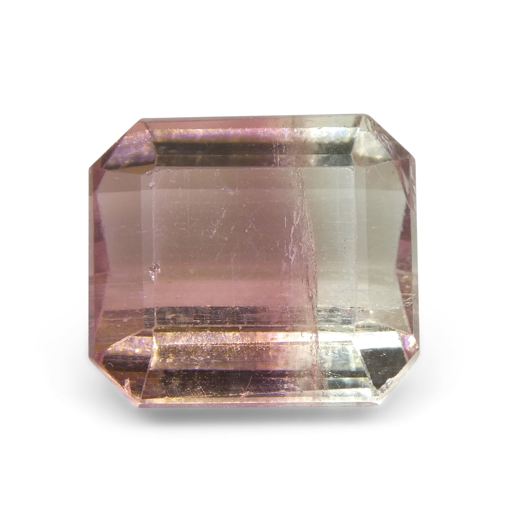 7.69ct Emerald Cut Pink & Green Bi-Colour Tourmaline from Brazil - Skyjems Wholesale Gemstones