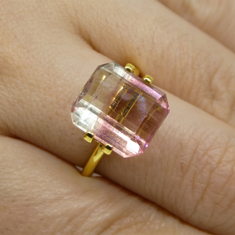 7.69ct Emerald Cut Pink & Green Bi-Colour Tourmaline from Brazil - Skyjems Wholesale Gemstones