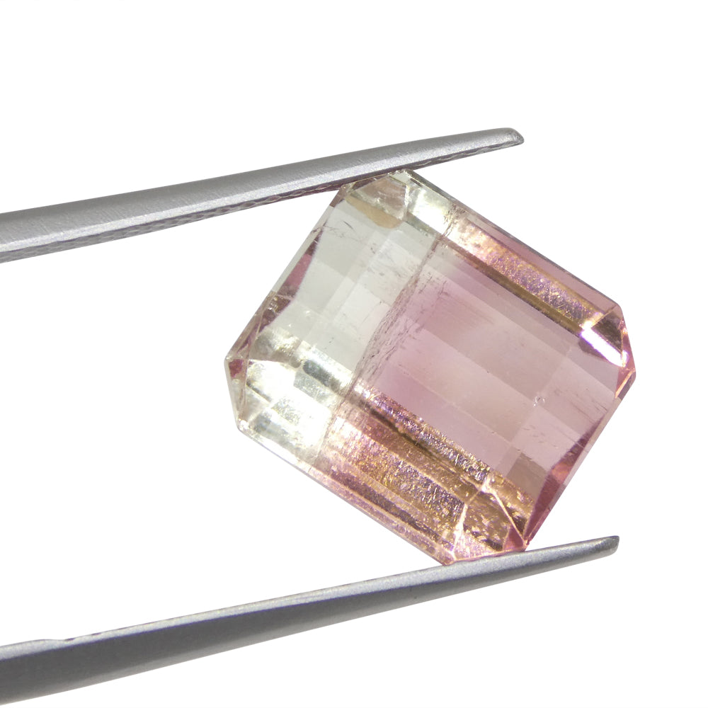 7.69ct Emerald Cut Pink & Green Bi-Colour Tourmaline from Brazil - Skyjems Wholesale Gemstones