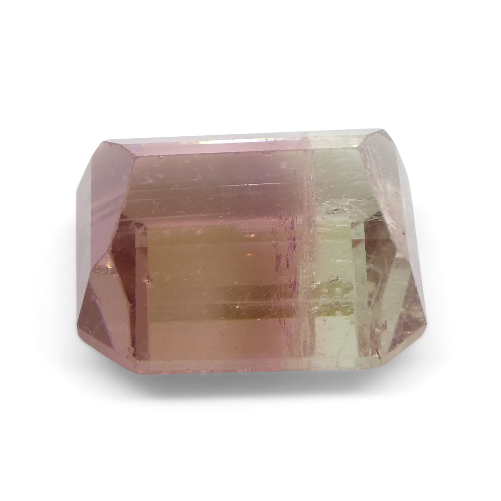 7.69ct Emerald Cut Pink & Green Bi-Colour Tourmaline from Brazil - Skyjems Wholesale Gemstones