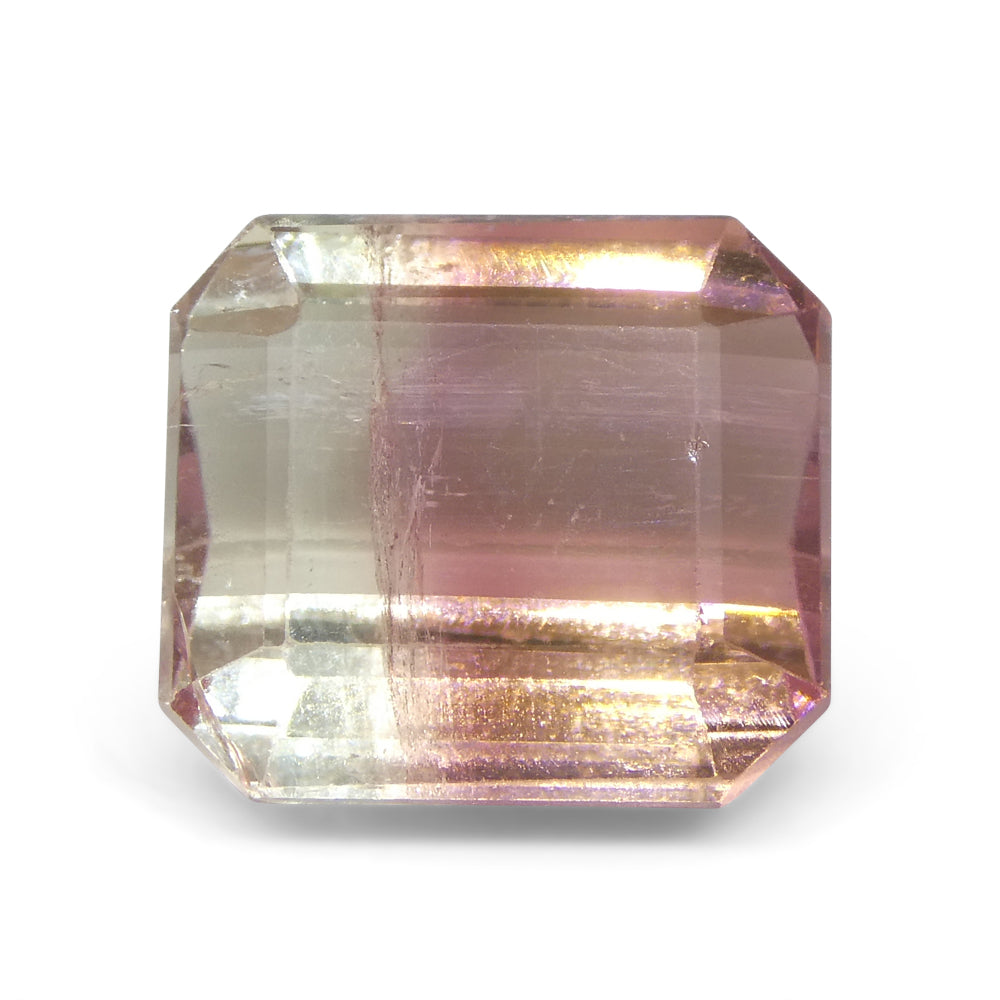 7.69ct Emerald Cut Pink & Green Bi-Colour Tourmaline from Brazil - Skyjems Wholesale Gemstones