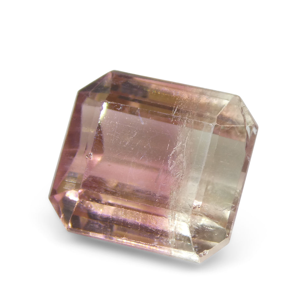 7.69ct Emerald Cut Pink & Green Bi-Colour Tourmaline from Brazil - Skyjems Wholesale Gemstones