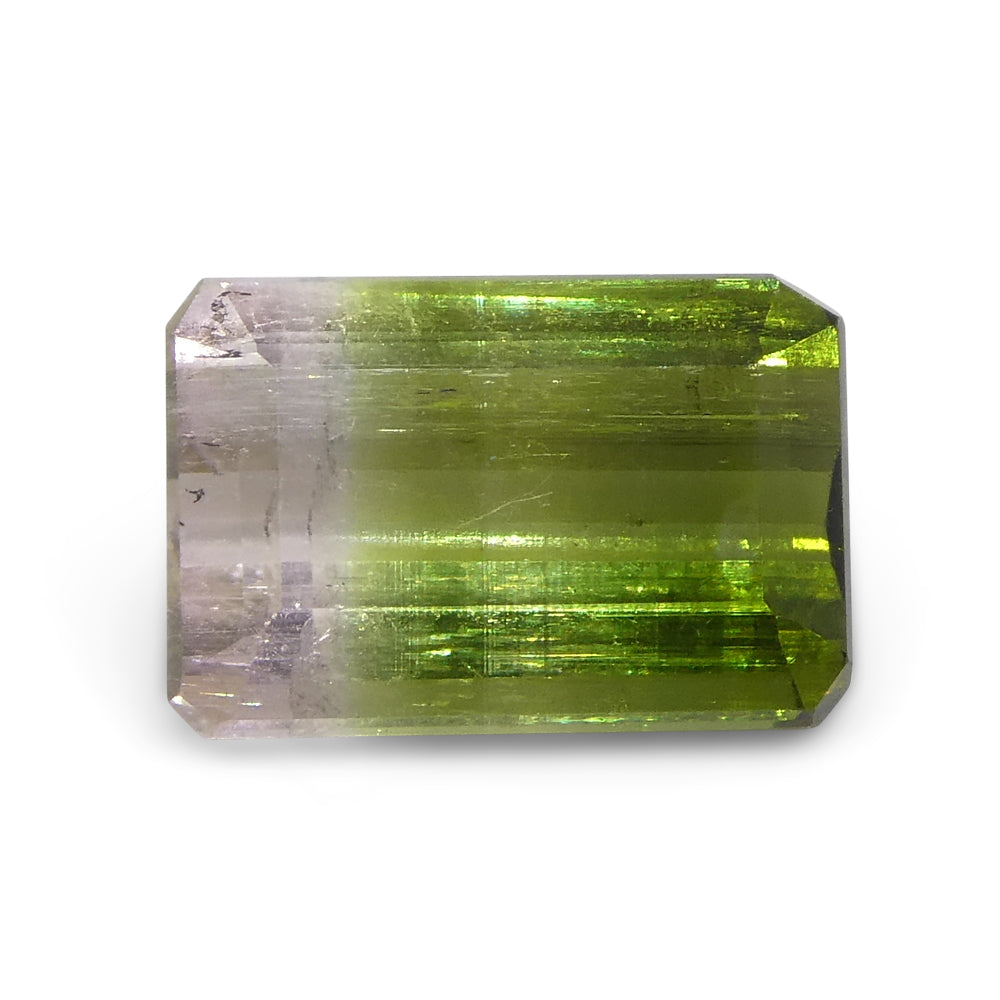 1.87ct Emerald Cut Green & Pink Bi-Colour Tourmaline from Brazil - Skyjems Wholesale Gemstones