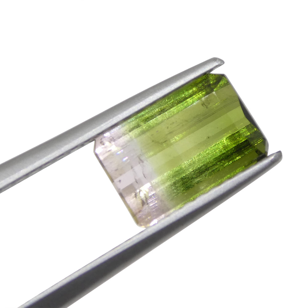 1.87ct Emerald Cut Green & Pink Bi-Colour Tourmaline from Brazil - Skyjems Wholesale Gemstones