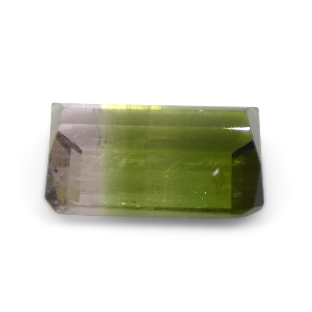 1.87ct Emerald Cut Green & Pink Bi-Colour Tourmaline from Brazil - Skyjems Wholesale Gemstones