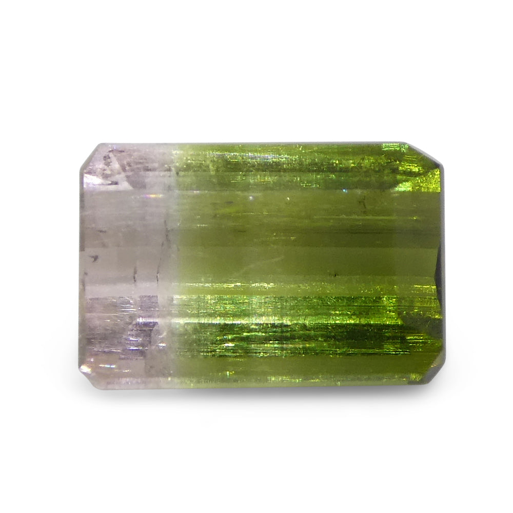 1.87ct Emerald Cut Green & Pink Bi-Colour Tourmaline from Brazil - Skyjems Wholesale Gemstones