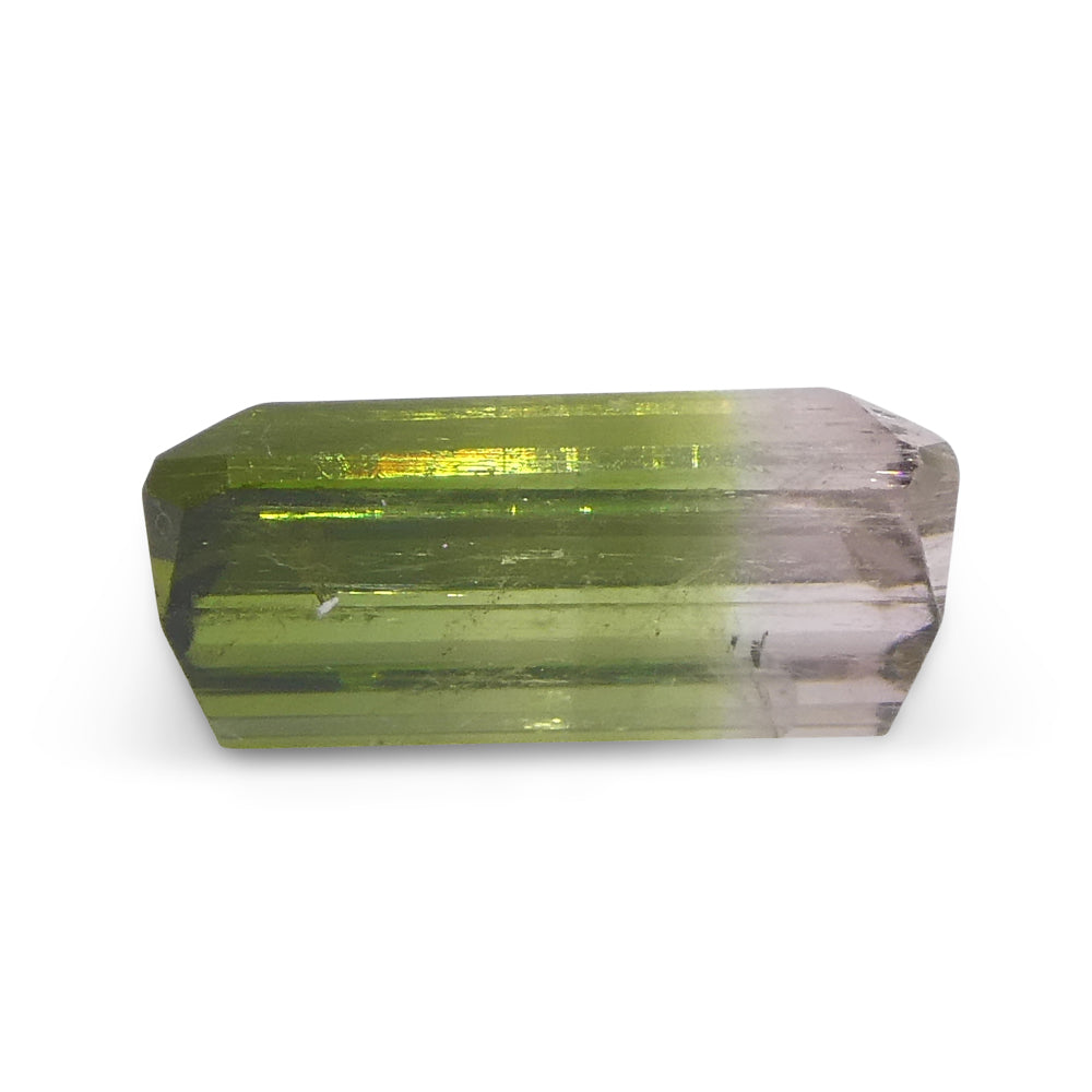 1.87ct Emerald Cut Green & Pink Bi-Colour Tourmaline from Brazil - Skyjems Wholesale Gemstones