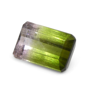 1.87ct Emerald Cut Green & Pink Bi-Colour Tourmaline from Brazil - Skyjems Wholesale Gemstones