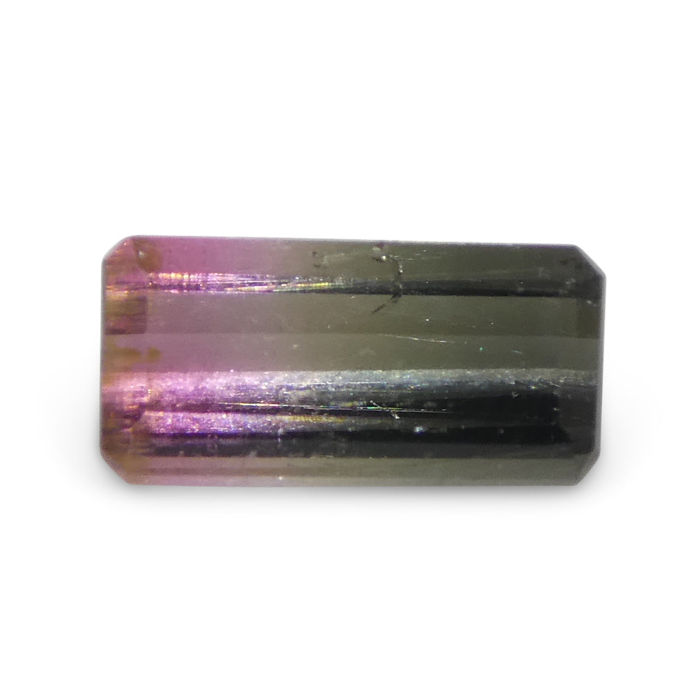 0.69ct Emerald Cut Green & Pink Bi-Colour Tourmaline from Brazil - Skyjems Wholesale Gemstones