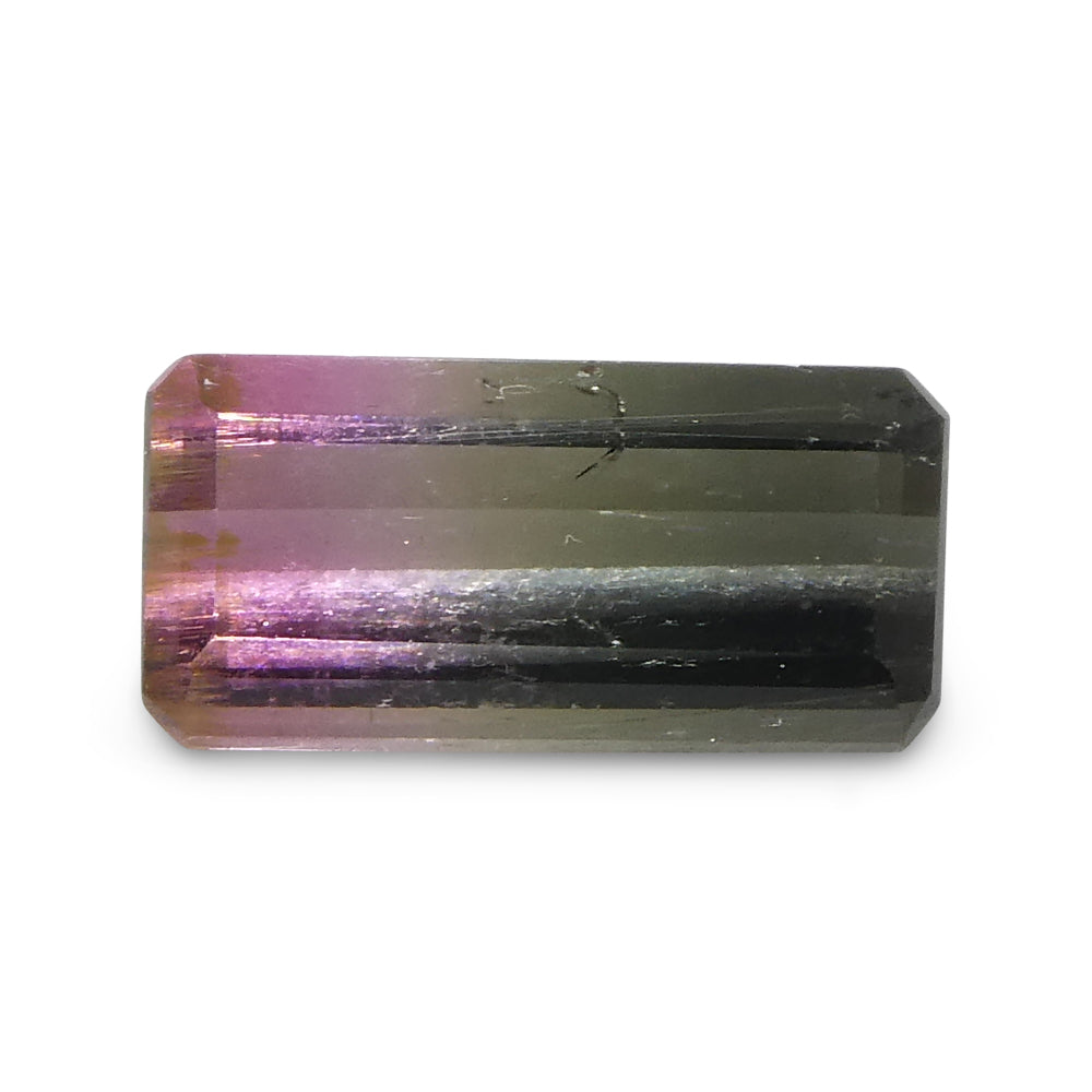 0.69ct Emerald Cut Green & Pink Bi-Colour Tourmaline from Brazil - Skyjems Wholesale Gemstones