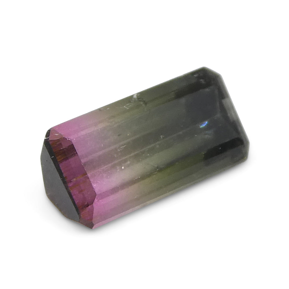 0.69ct Emerald Cut Green & Pink Bi-Colour Tourmaline from Brazil - Skyjems Wholesale Gemstones