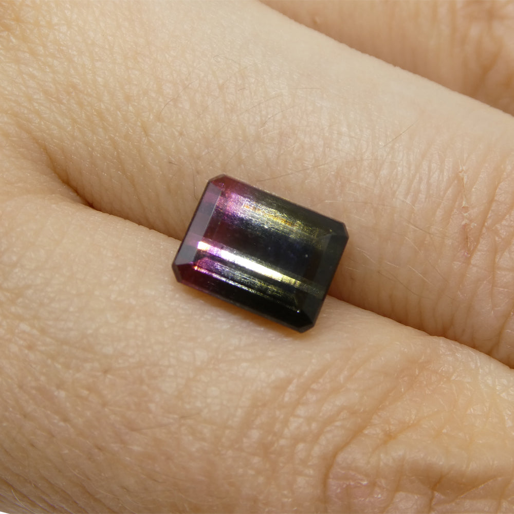 3.22ct Emerald Cut Blue & Pink Bi-Colour Tourmaline from Brazil - Skyjems Wholesale Gemstones