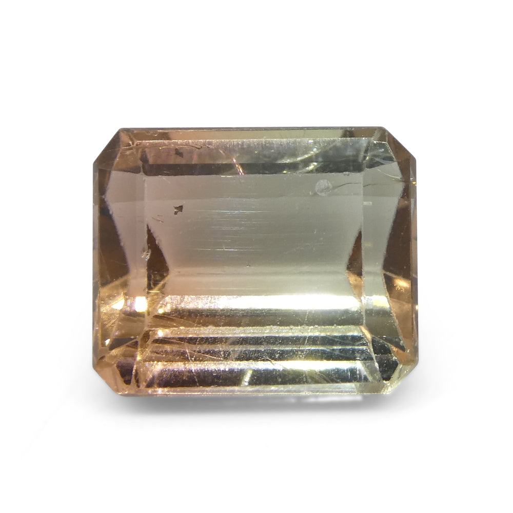 6.03ct Emerald Cut Green & Pink Bi-Colour Tourmaline from Brazil - Skyjems Wholesale Gemstones