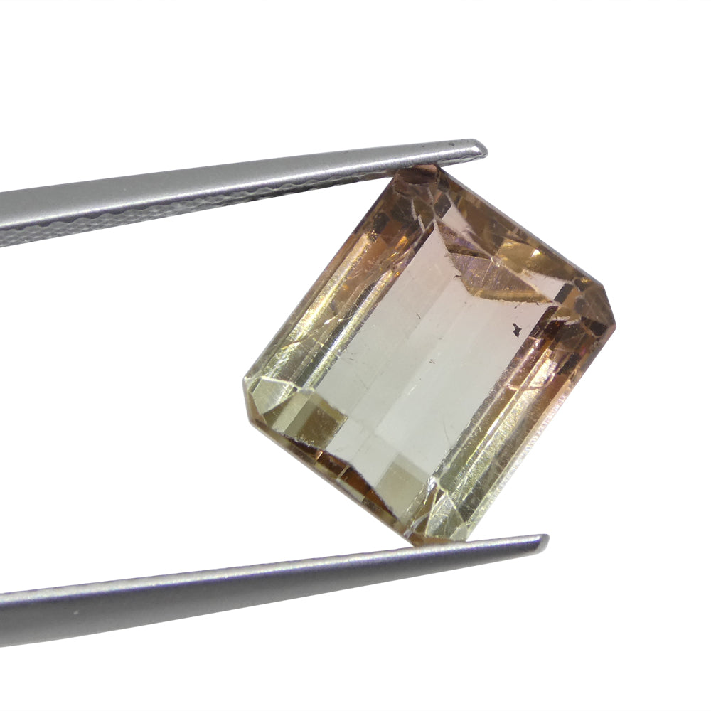 6.03ct Emerald Cut Green & Pink Bi-Colour Tourmaline from Brazil - Skyjems Wholesale Gemstones