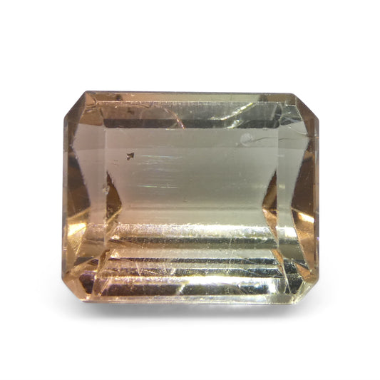 6.03ct Emerald Cut Green & Pink Bi-Colour Tourmaline from Brazil - Skyjems Wholesale Gemstones