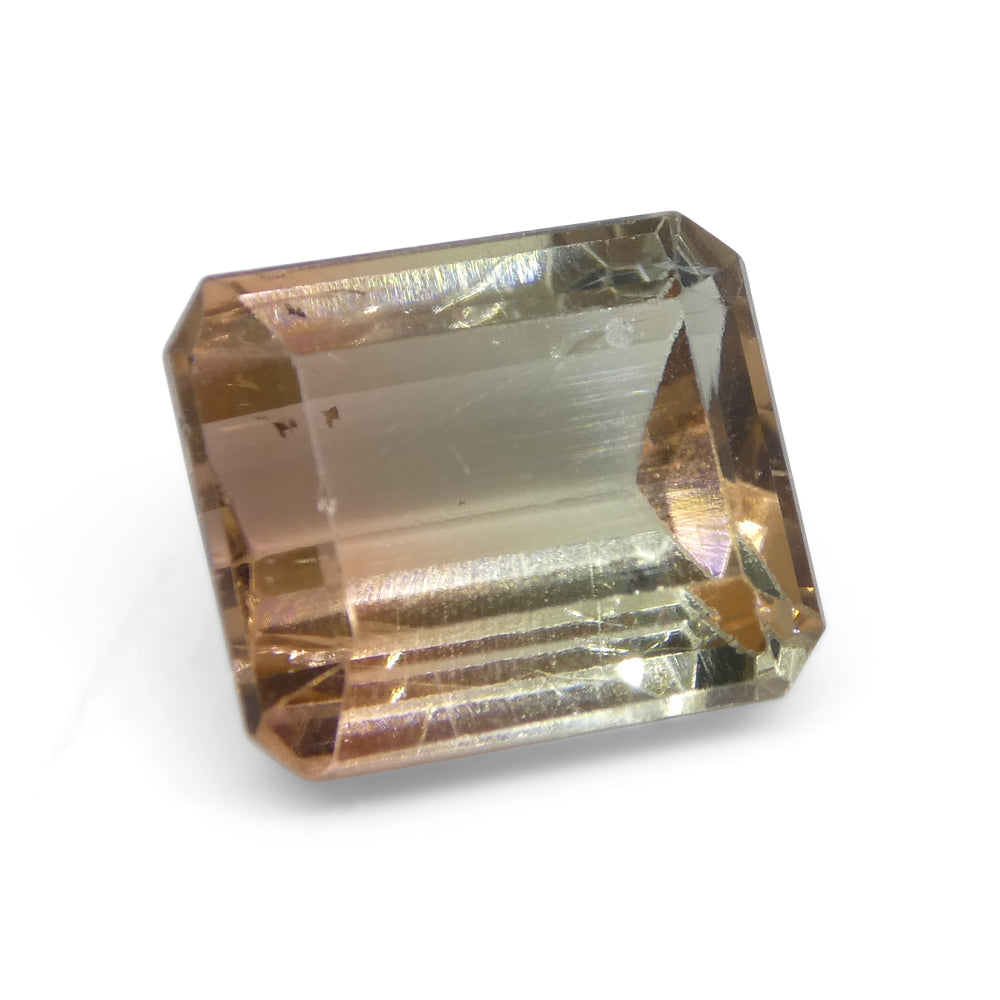 6.03ct Emerald Cut Green & Pink Bi-Colour Tourmaline from Brazil - Skyjems Wholesale Gemstones