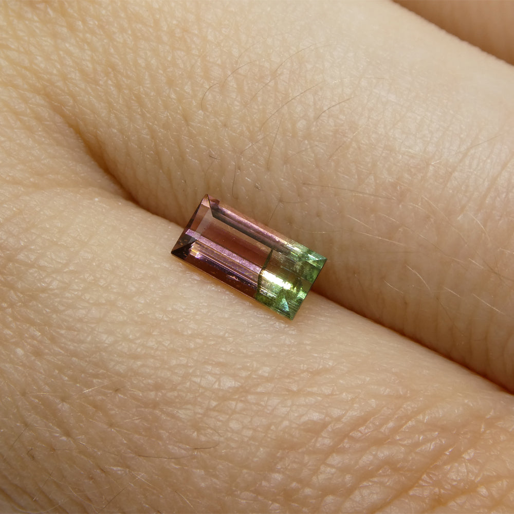 0.75ct Emerald Cut Pink & Green Bi-Colour Tourmaline from Brazil - Skyjems Wholesale Gemstones